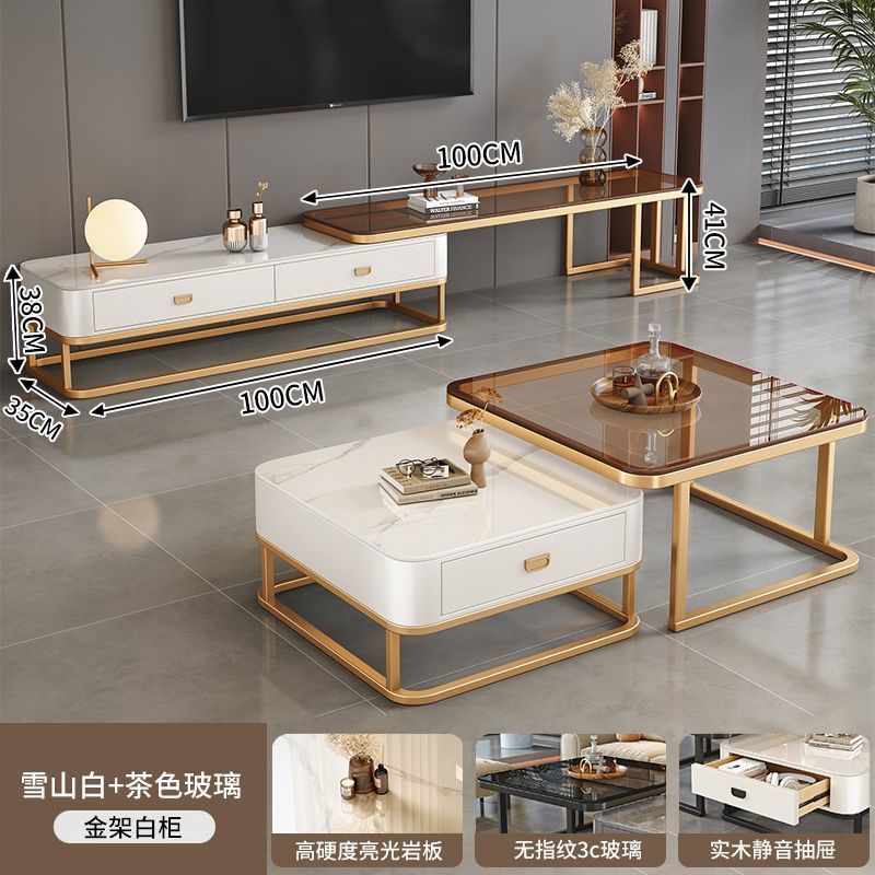 Nordic rock slab coffee table - new arrival: modern minimalist sofa table for living room, small space, and light luxury home decor