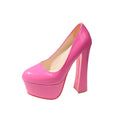 plus sizeautumnew arrival thick heel waterproof platform catwalk thick sole round toe fashionfashion bright leather high heel flats women