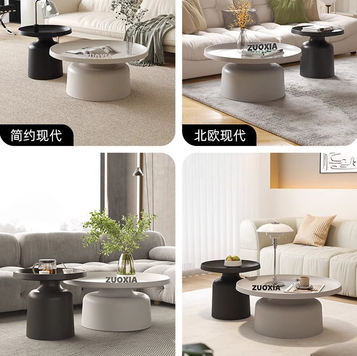 Nordic designer home light luxury modern minimalist living room coffee table round iron art coffee table cream style coffee table