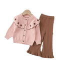 Girls' knitted sweater two-piece set -  autumn/winter new collection - bowknot cardigan and knit sweater outfit for little girls