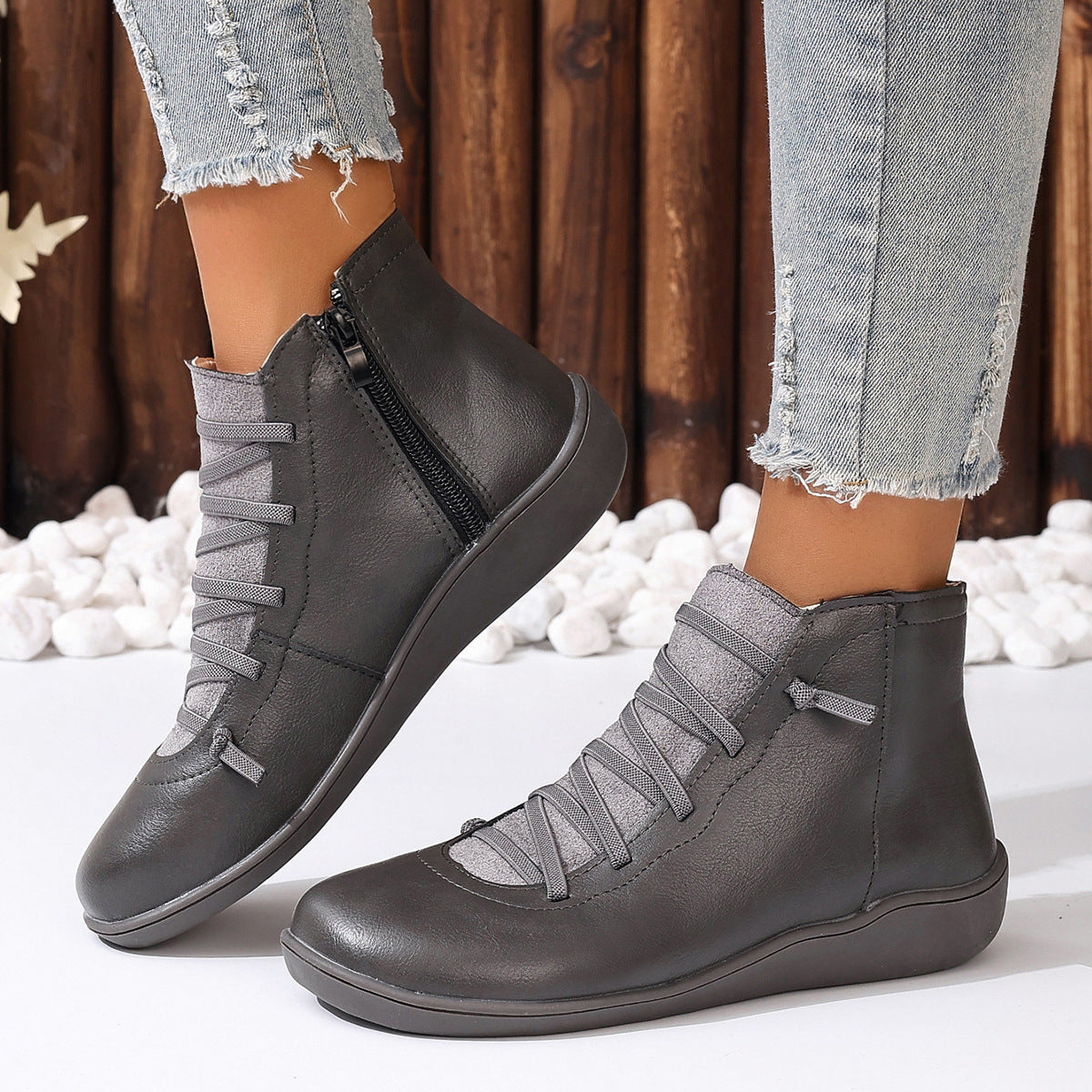 2024  wishes European and American  boots autumn and winter new women's boots large size British Martin boots casual short boots