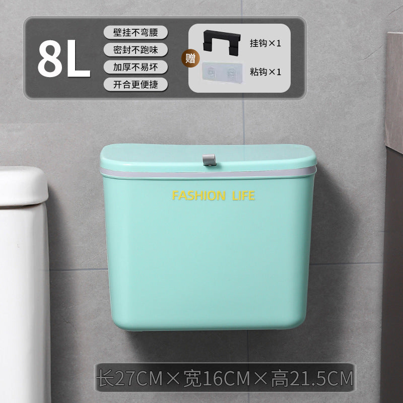Kitchen trash can bathroom with lid crevice garbage storage bucket for home wall mounted installation-free multi-purpose trash can