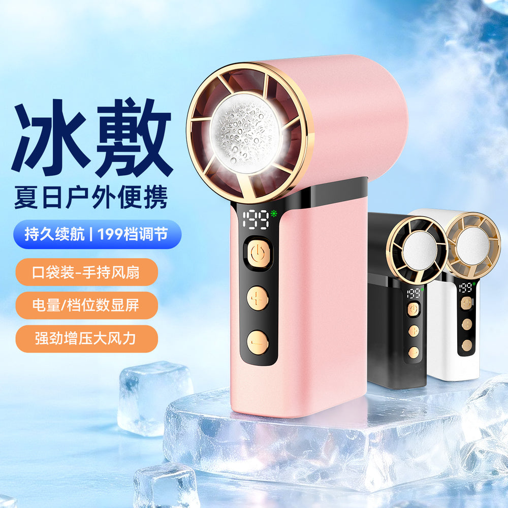 2026 new ice-cooling handheld fan - usb rechargeable mini outdoor portable digital display high-speed powerful fan