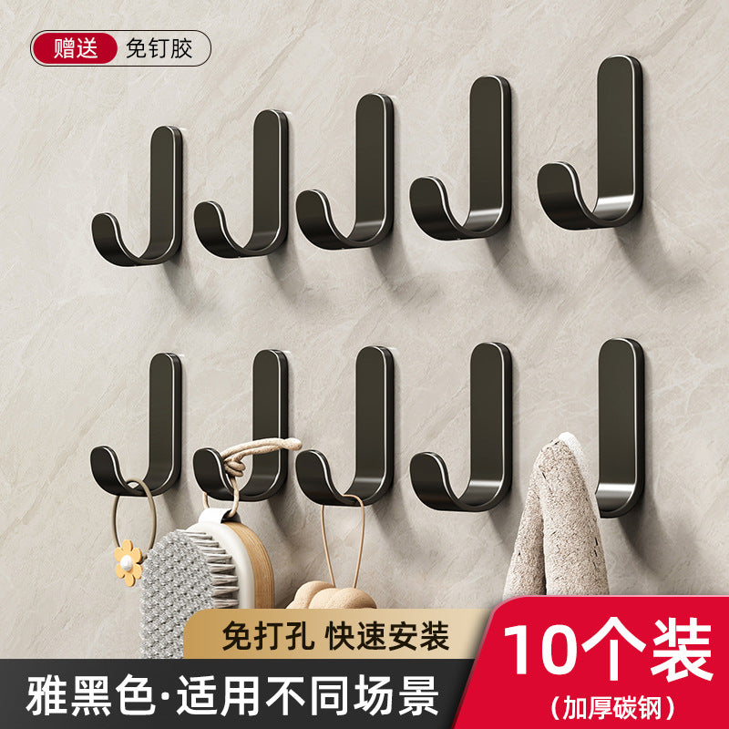 Hook adhesive punch-free kitchen wall hanging gun gray adhesive hook wall sticker wall load-bearing kitchen bathroom door back hook