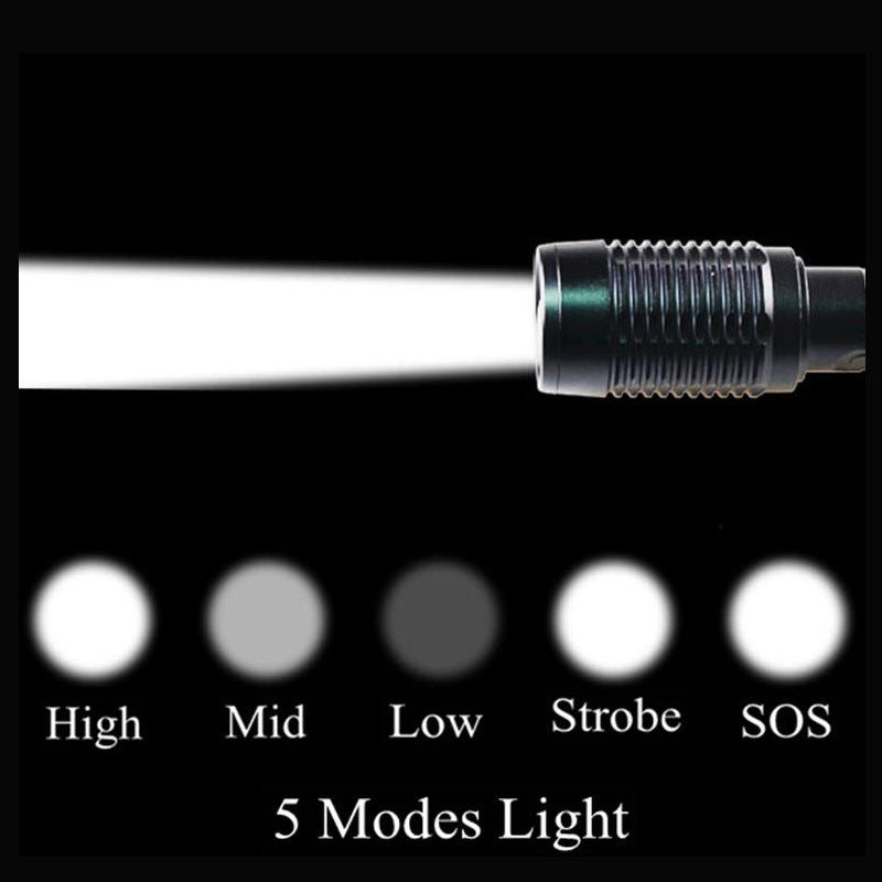 Cross-border   Classic Rattlesnake 10W strong light flashlight shrink zoom with pen holder