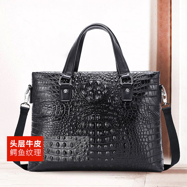 Wholesale new crocodile pattern business large-capacity men's horizontal bags handbags  manufacturers leather briefcases