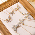 Wholesale rhinestone alloy bow necklace - new cross-border jewelry for women, european and american style pendant, unique high-end clavicle chain
