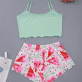 European and american style new women's loungewear set: camisole top and shorts pajamas with watermelon print - cute and trendy