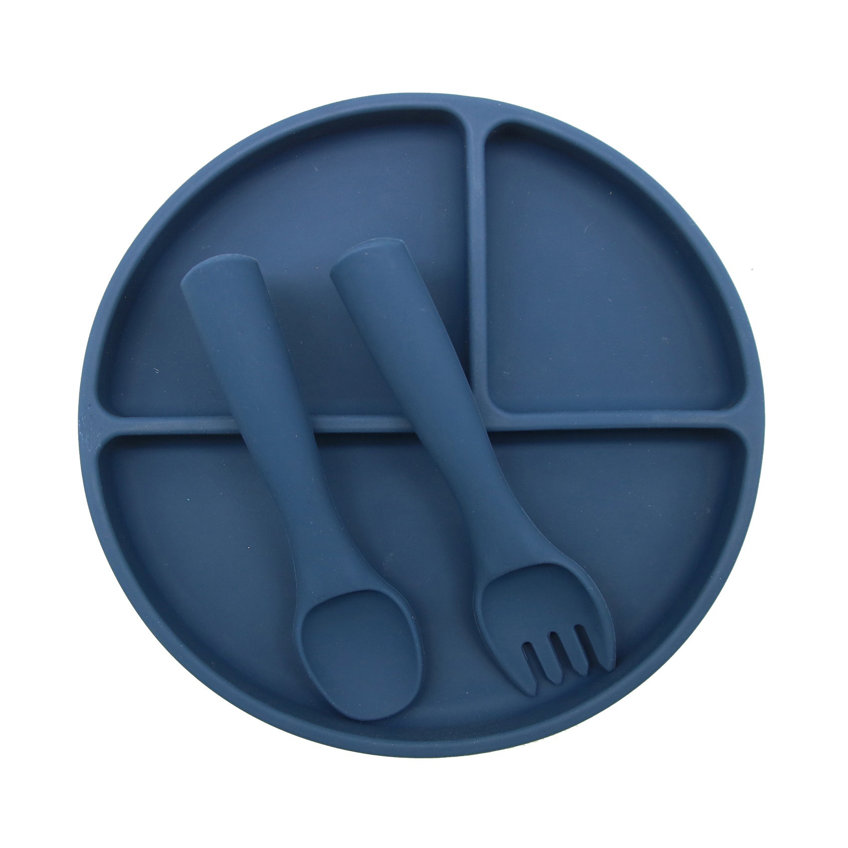 Cross-border wholesale round silicone dinner plate, baby and children's suction cup integrated tableware, learning to eat training grid plate, complementary food bowl