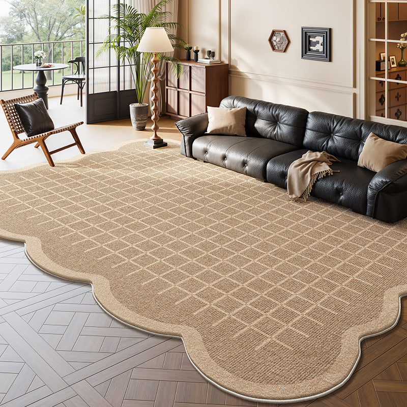 Vintage-inspired area rug for living room, new thickened retro irregular shaped bedroom sofa mat, waterproof, washable, and wipeable