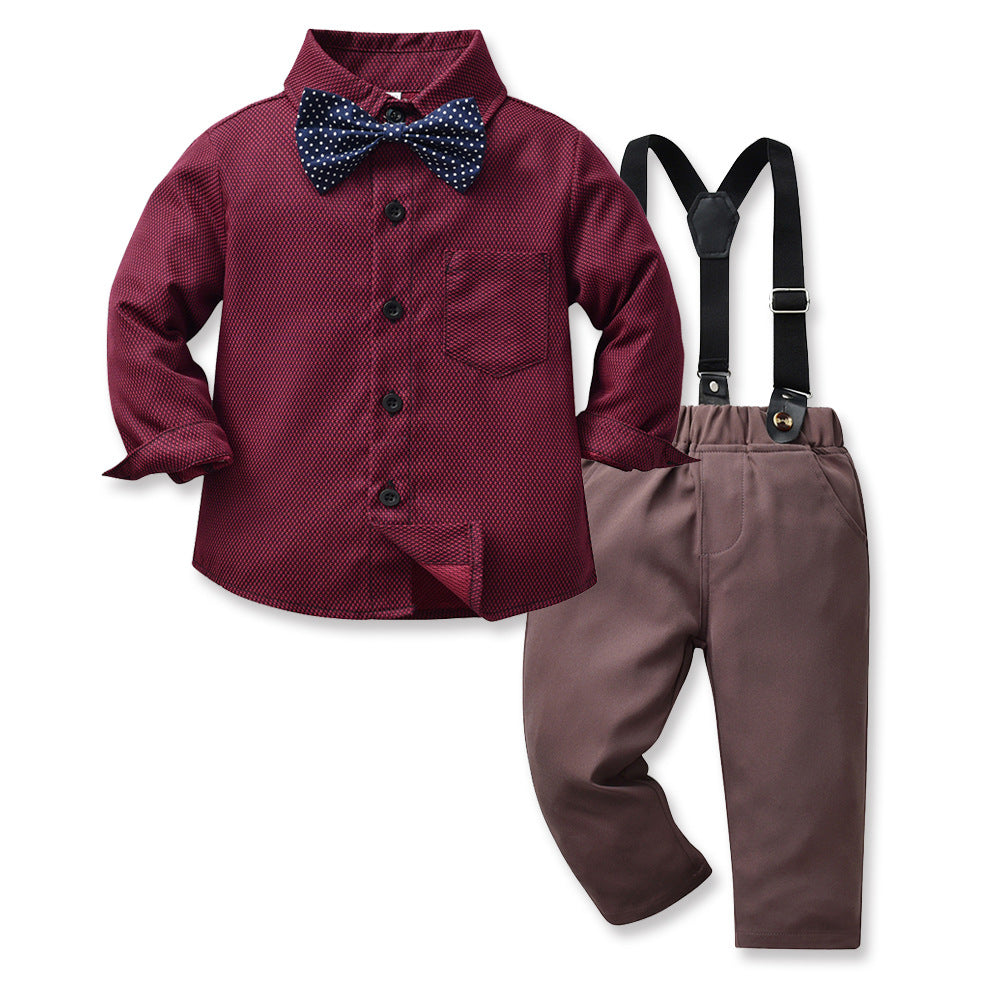 New boys' autumn outfit set: stylish baby foreign trade boys' suit, boys' dress shirt, holiday formal wear - custom options available