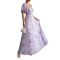 cross-border european and american women's clothing: new summer collection - elegant printed ruffle sleeve slim-fit dress, perfect for vacation