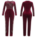 supply fall and winter new products heavy industry hot diamond beading   flannel long sleeves jumpsuit african women