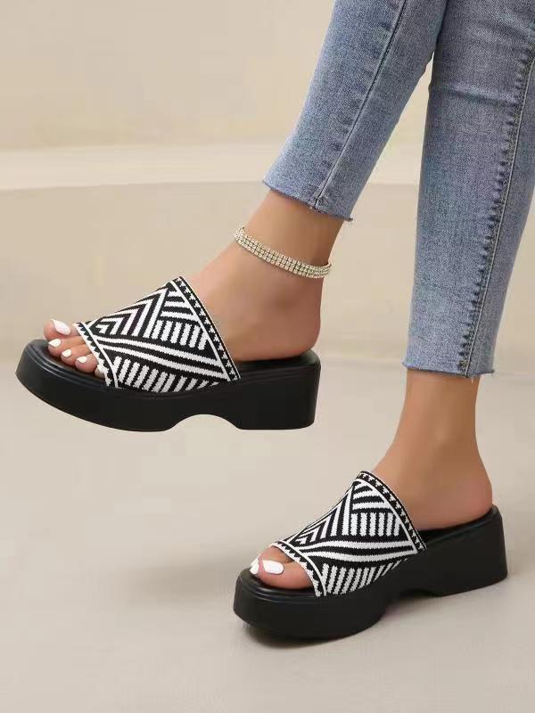 Source manufacturer fashion cross-border new arrival one-shaped wedge thick-soled slippers slippersexportplus size