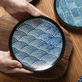 Japanese-style ceramic dinner plates - shallow plates, flat plates, western dinnerware, high-end hotel tableware, steak plates, retro & stylish serving dishes