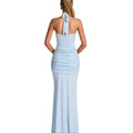 2026 cross-border women's fashion: new european and american style flowy ribbon spliced camisole maxi dress - slim fit bodycon halter neck evening gown