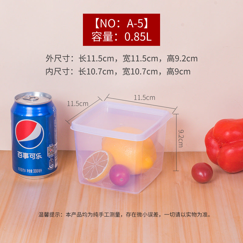 Rectangle transparent crisper food grade sealed box with lid refrigerator storage box kitchen plastic box lunch box wholesale