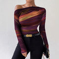 Amazon fashion women's slim-fit one-shoulder long sleeve t-shirt top for autumn/winter  - cross-border e-commerce