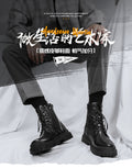 Boots men's british style high-top men's boots plus size mid-top leather shoes black high street workwear chelsea short boots spring