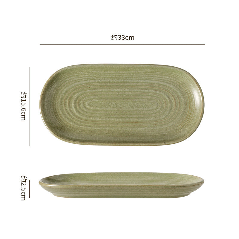 Vintage chic ceramic oval fish plate - perfect for restaurants, hotels, and home use. featuring a textured, rectangular design ideal for steamed fish, sushi, and elegant plating