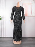 African  women's plus size heavy rhinestone dress european and american new sequin christmas party evening dress