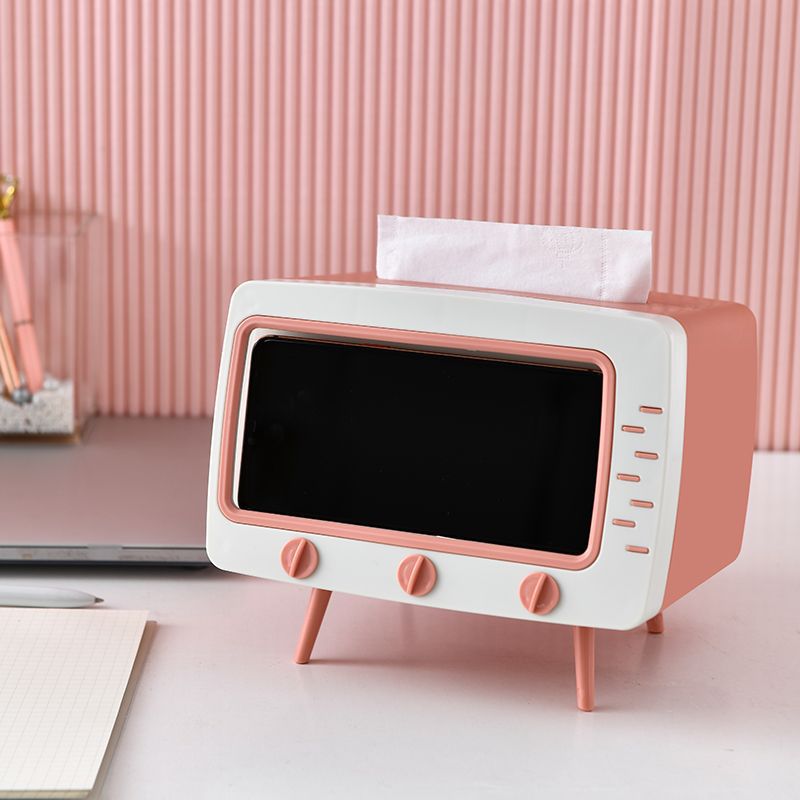 Mobile phone holder tissue box TV multi-functional creative student dormitory desktop cartoon plastic paper storage box