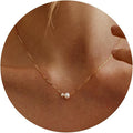 Amazon cross-border new fashion minimalist two round faux pearl necklace, versatile gold thin chain necklace jewelry