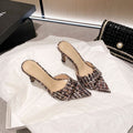 Yx tweed style stiletto heels - 2026 autumn fashion pointed-toe elegant french sandals - versatile sexy outdoor slides