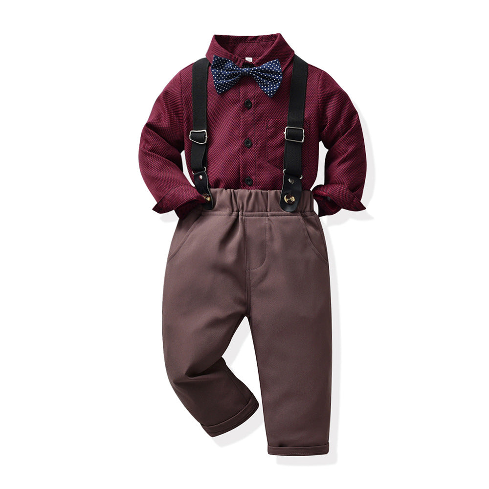 New boys' autumn outfit set: stylish baby foreign trade boys' suit, boys' dress shirt, holiday formal wear - custom options available