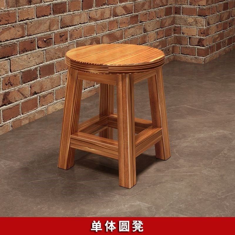 Solid wood dining table and chairs chinoiserie carbonized hot pot barbecue rectangular log dining table restaurant snack shop restaurant dining table