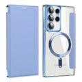 Suitable for samsung s26ultra electroplated magnetic flip leather case s25plus mobile phone case a57 card lens film case