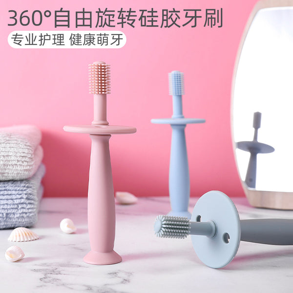 Baby toothbrush infant baby teeth newborn baby month children silicone soft hair rotary cleaner wash moss brush
