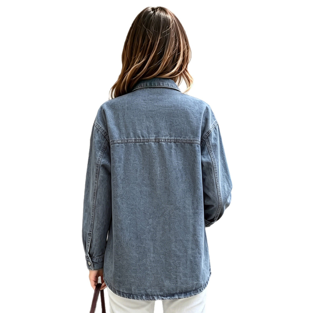 Fashion cross-border exportloose drop-shoulder lapel long sleeves single-breasted double-sided large patch pocket easiest for match layered denim outwear
