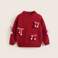 Girls' new year outfit: red sweater, winter knit top, stylish children's sweater,  new year's festive apparel