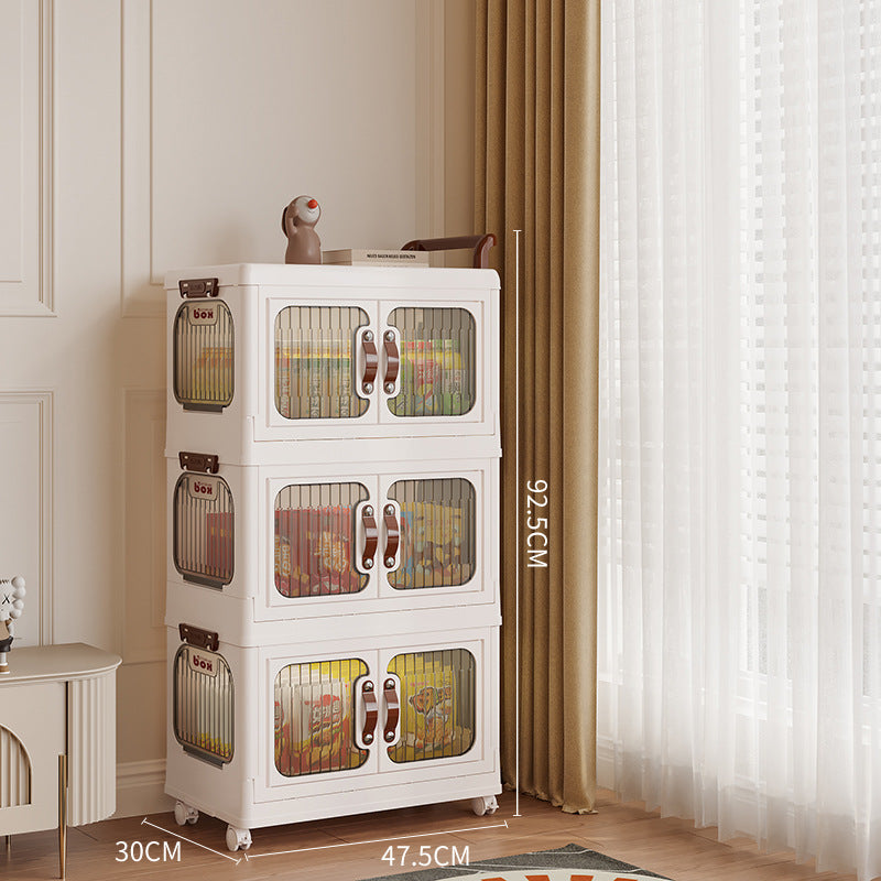 Xinle, light luxury cream wind cart storage cabinet, installation-free storage cabinet, double door multi-layer thickened storage box