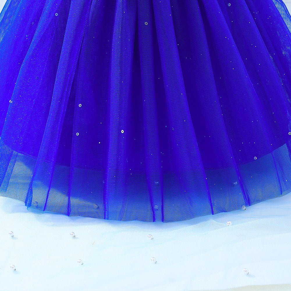 exclusive supply—european and american new children's dress suspender off-shoulder starry sky mesh skirt flower girl princess dress for children