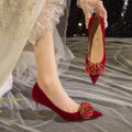 Xiuhe wedding shoes for women chinoiserie bridal shoes 2023 summernew arrivalniche style red wedding high heels