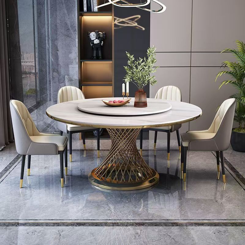 For home dining round table 6-person 8-person small apartment slate dining table hotel creative light luxury small waist dining table