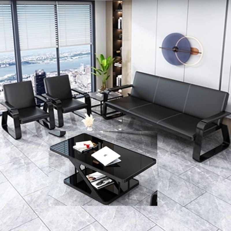 Office sofa and coffee table set - modern minimalist reception sofa for business meetings - 3-seater office sofa