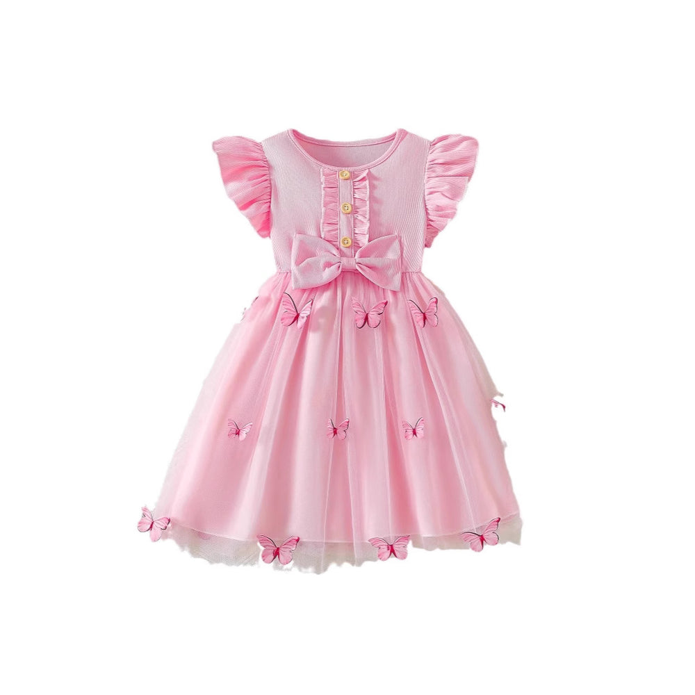 Girls' summer dress  new style butterfly mesh tutu dress - stylish and ethereal princess dress for kids