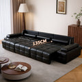 Modern minimalist genuine leather sofa, straight-row sofa bed, multifunctional extendable electric lawrence sofa for living room and study