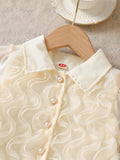 hot selling girls' 3d wave top + beaded heavy-duty washed denim mini skirt two-piece set