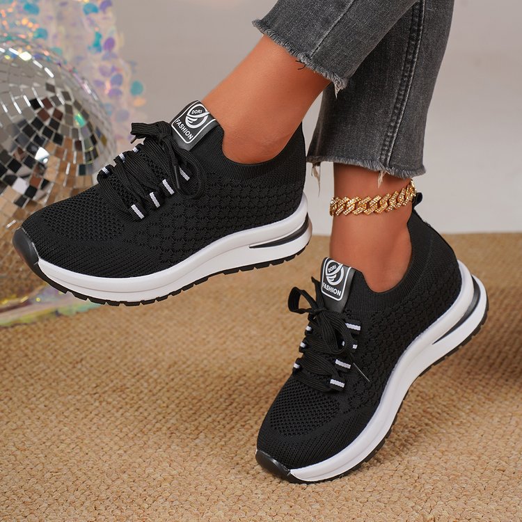 Autumnew arrivalcasualflatsflying mesh breathable flats wedge thick solecasual shoes exportplus size mesh shoes