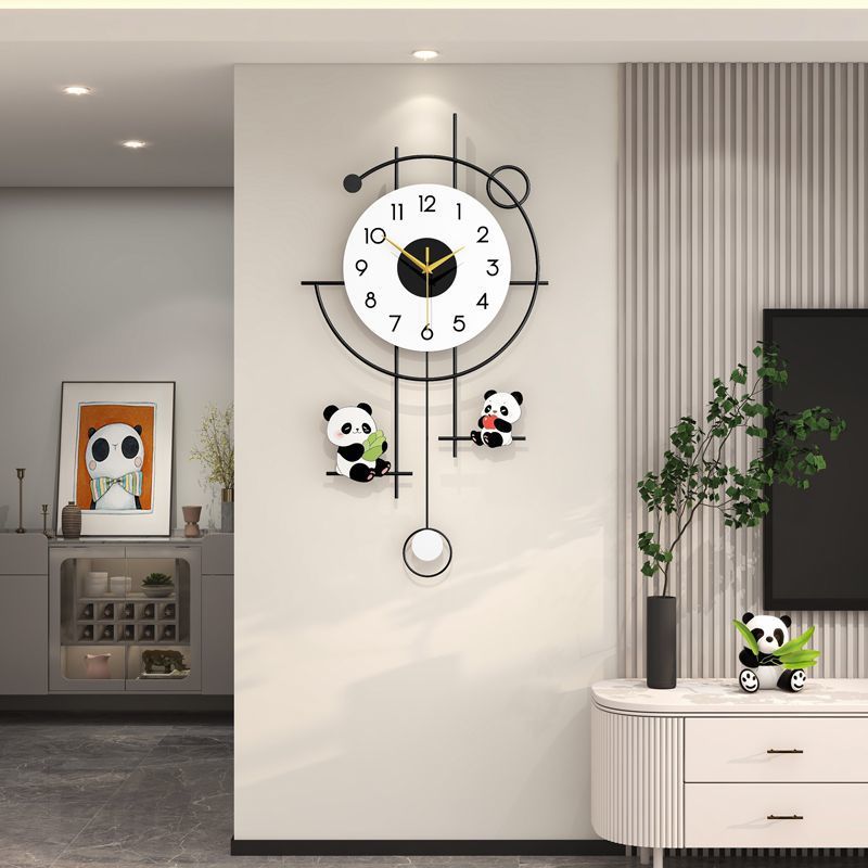 2025 new minimalist modern light luxury panda clock - silent, punch-free wall clock for living room, creative timepiece