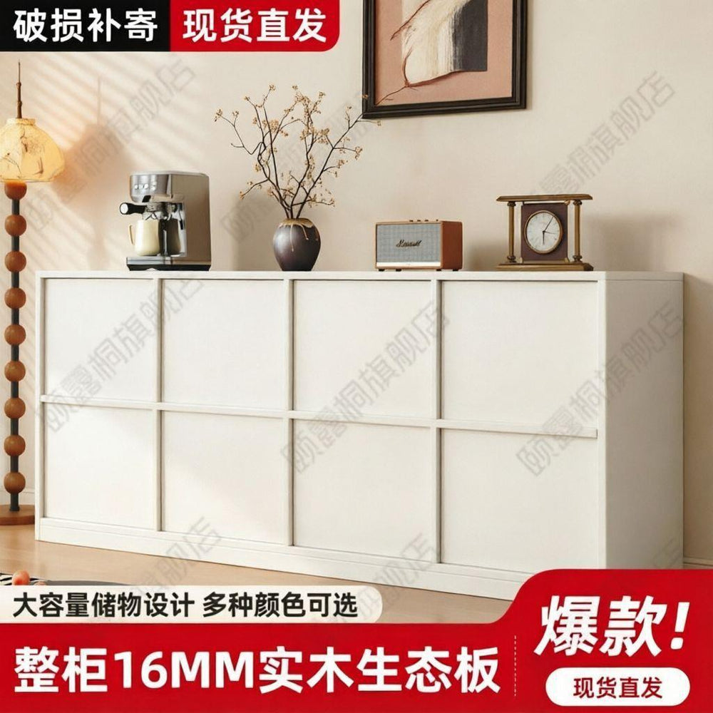 Solid wood sideboard low cabinet wall-mounted tea cabinet medieval style skeleton line storage cabinet side cabinet for home living room storage cabinet