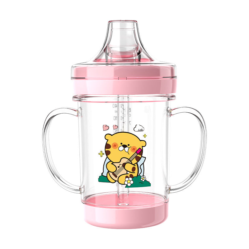 English boxed baby duck bill anti-drip water cup with lid and handle children's straw duck bill water cup