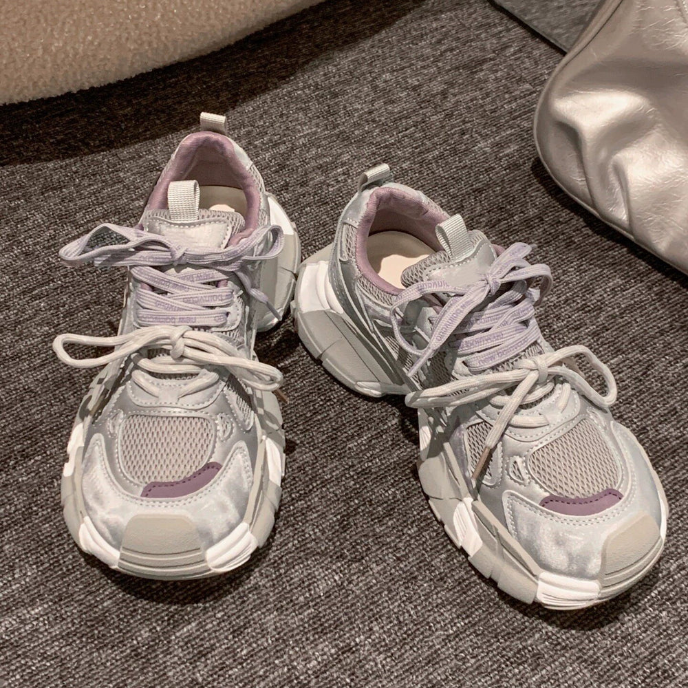 Chunky platform sneakers - "little monster" style - women's 2026 spring/summer new arrivals - versatile mesh upper, platform sole, height increasing casual athletic shoes