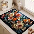 3d floral kitchen draining mat, absorbent mat, household diatomite non-slip mat, dish drying mat, heat-resistant oven mitt placemat