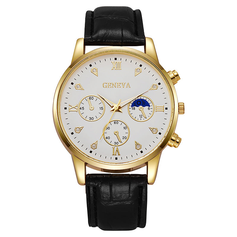 2023 new geneva men's business watch casual leather strap quartz sports watch men's watch wholesale