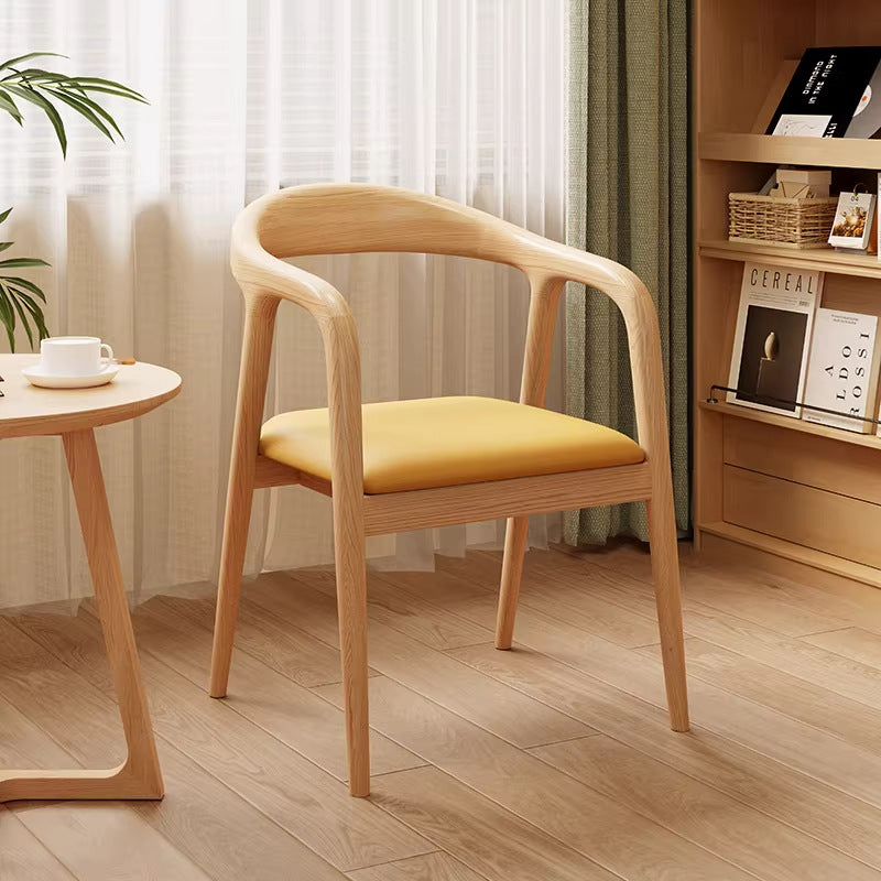 Designer ash back dining chair scandinavian solid wood book chair armrest seat study chair horn chair president chair